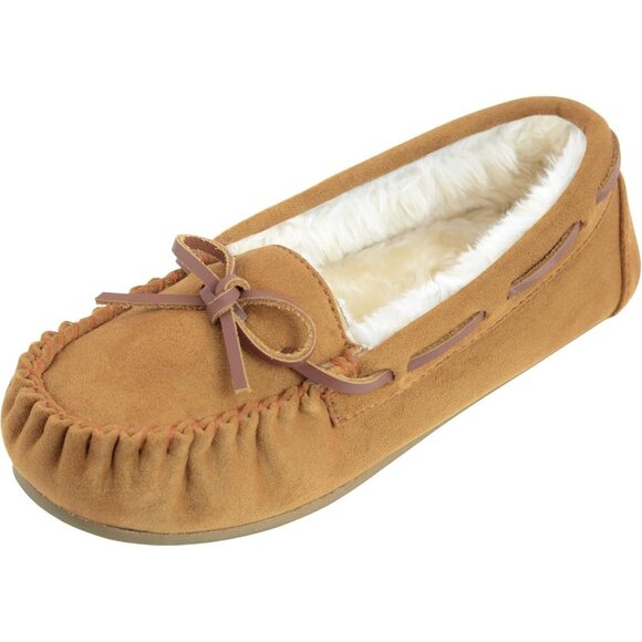 Women's Micro Suede Faux Fur Cozy Tan Indoor Outdoor House Slippers Boot Shoes - Picture 1 of 5